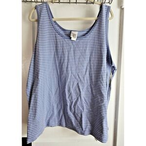 NWT MS Silver Wear‎ made in USA striped blue sleeveless tank top women 2X Cotton
